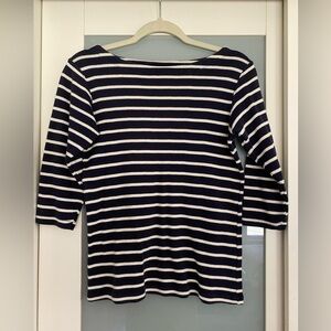 L.L. Bean Navy and White Striped Boatneck Women's Top size  S